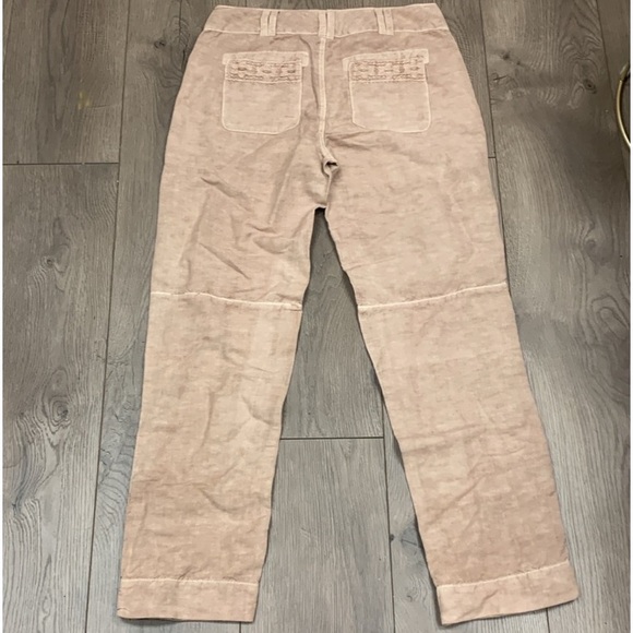 Sundance taupe side crochet lace detail linen blend pants size 6 - Picture 8 of 15